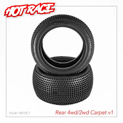 Hot Race 1/10 Tires V1 Carpet 4wd/2wd Rear