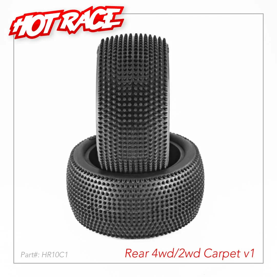 Hot Race 1/10 Tires V1 Carpet 4wd/2wd Rear