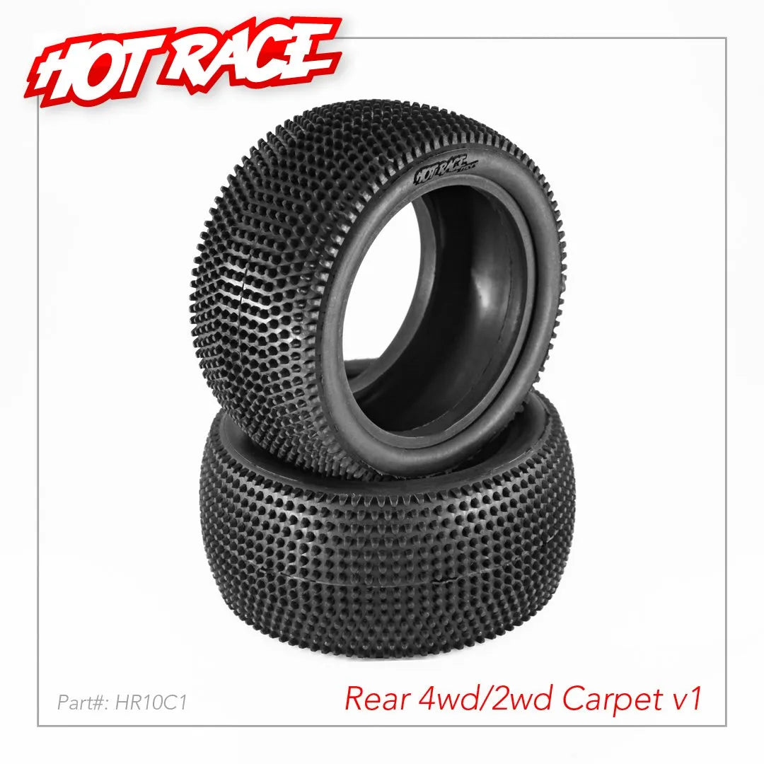 Hot Race 1/10 Tires V1 Carpet 4wd/2wd Rear